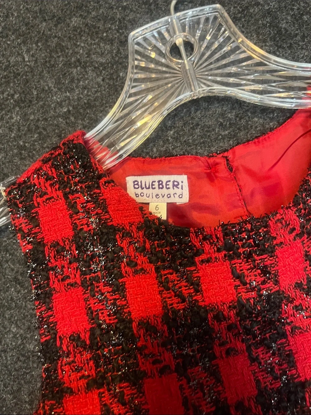 Blueberi Boulevard Red and Black Plaid Tulle Party Dress
